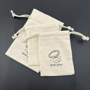 100% Cotton Bag Natural Cotton Pouch Gots Cotton Drawstring Muslin Drawstring Bag Storage Packing Pouch Bag
