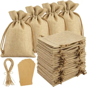 100% Eco Friendly Jute Drawstring Bags Custom Size Waterproof Fabric for Packaging for Girls