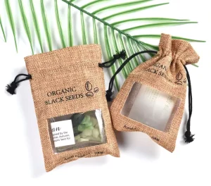 100% Natural Custom Reusable Eco Friendly Cocoa Coffee Bean Jute Drawstring Packaging Pouch Bag