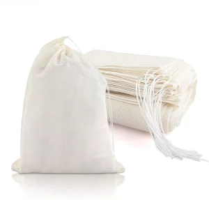 100% Pure Cotton Drawstring Pouch Bag Tea Packaging Bags