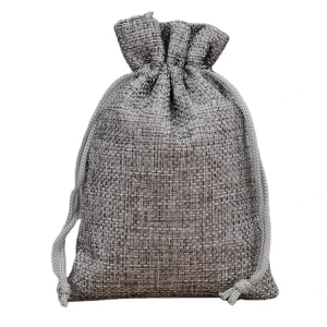 15*20cm (5.9*7.8inch) Promotional Grey Gift Bag Custom Drawstring Jute Pouch with Logo