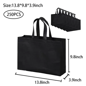 250pcs pack 13.8×9.8×3.9inch PP Non Woven Reusable Gift Packaging Bags with Custom Logo for Promotion