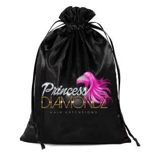 2700353 Personalized Logo Satin Wig Bags Silky Storage Pouch with Drawstring for Travel Textile Packaging for Hair Accessories