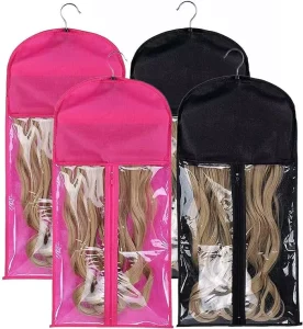 29*60cm Customizable Dust proof Nonwovens PVC Wig Storage Bag with Hanger for Women Household Use