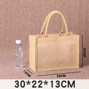 30*22*13cm Custom Printed Jute Bulk Bags with Rope Handle and Logo for Branding and Commercial Packaging
