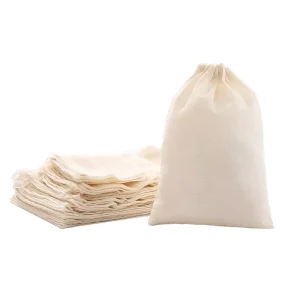 50 Pack Cotton Tea Filter Bags Thread Drawstring Reusable Organic Disposable Tea Infuser Sachets Tea Coffee Brew Logo
