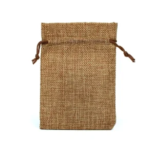 7*9cm (2.7*3.5inch) Fashionable Brown Drawstring Pouch Custom Printed Jute Bag for Gifts