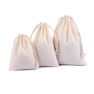 9*12CM Dust Cover Bag White Small Drawstring Pouch Jewelry Cosmetic Leaf Tea Coffee Beans Box Cotton Bag with Tying