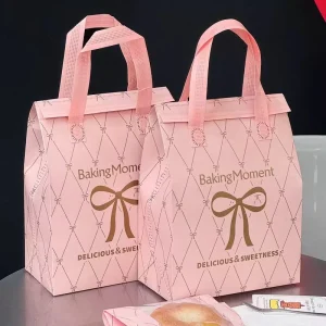 Bakery Bread Insulated Bags Custom Printed Logo Durable for Cafe Pastry Shop Takeaway Business