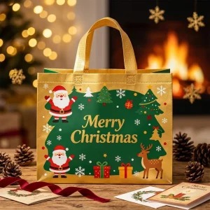 Biodegradable Durable Non woven Fabric Supermarket Packaging Bags with Silk Screen Printing Custom Colors Logo Gifts