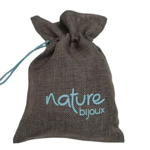 Black Logo Black Custom Drawstring Burlap Jute Pouch Bag