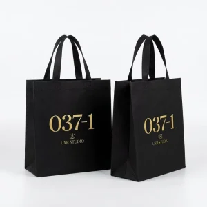 Black Non Woven Bag 3D Ultrasonic Box Style Tote Heavy Duty Reusable Eco Friendly Gift Packaging for Supermarket