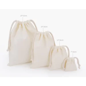 Blank Ready Made Cotton Drawstring Bags White Cotton Pouch Customization Eco Friendly Packaging Canvas Storage Bags
