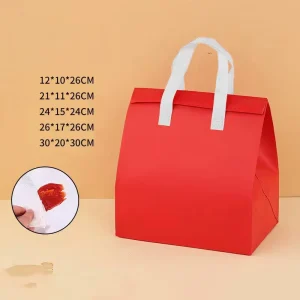 Catering Takeaway Durable Thermal Bag Custom Foil Carrier Bag Non woven Thermal cooling Packaging Hand Length Handle Logo
