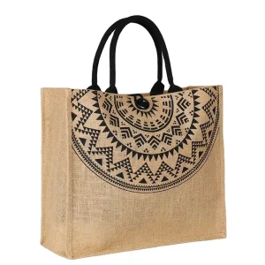 Chiterion Stylish Eco Friendly Juco Jute Cotton Bag Shopping Jute Bag Drawstring Brown Jute Bag