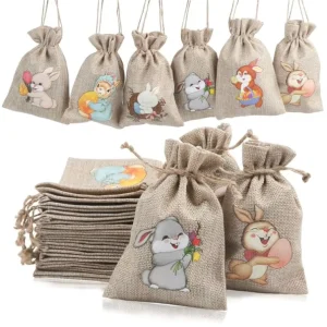 Christmas Gift Jute Bag Christmas Santa Sacks Drawstring Presents Bag Candy Gift Packaging Pouch