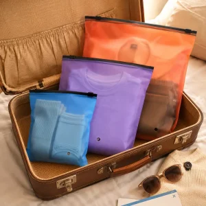 Colored Garment Bags with Black Slider Zipper Hang Hole Tear Resistant Clothes Packaging Factory