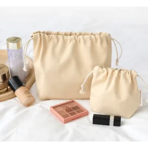 Cotton Canvas Gift Packaging Dust Bag Custom Natural Cotton Drawstring Jewelry Cosmetic Pouch