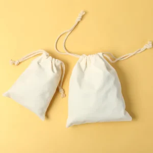 Cotton Double Drawstring Muslin Bags Natural Jewelry Bag Custom Dust Bag Business Event Wedding Bags