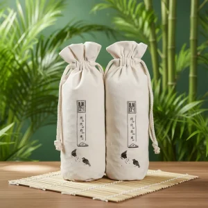 Cotton Drawstring Bag Recycled Cotton Canvas Fabric Custom logo Drawstring Pouch Packaging Bags
