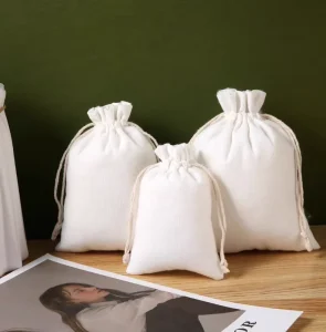 Cotton Drawstring Storage Canvas Gift Bag Custom Logo Custom Size for Essential Oils Packaging Cigarettes