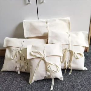 Cotton Envelope Gift Packaging Cloth Dust Bag White Jewelry Cosmetic Envelope Dust Bag Organic Recycled Cotton Dust Bag
