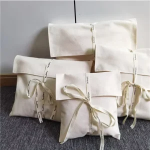 Cotton Envelope Gift Packaging Cloth Dust Bag White Luxury Jewelry Cosmetic Envelope Dust Bag Organic Recycled Cotton Dust Bag
