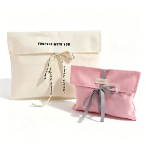 Cotton Fabric Fashion Eco Friendly Gift Box Packaging Dust Bag for Makeup Brushes Envelope Style Custom Double Layer
