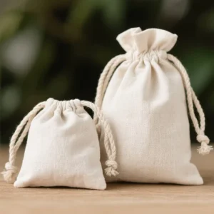 Cotton Linen Pouch and Webbing Bag with Cotton Rope Drawstring Natural Eco Friendly Gift Packaging