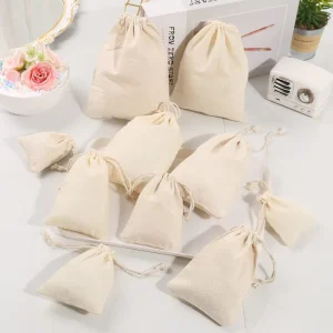 Cotton Packing Bags Cotton Drawstring Bags with Custom Printed Logo Cotton Bags White Recyclable Accept 50pcs