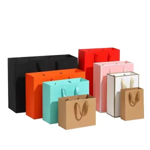 Craft Gift Brown White Black Paper Packaging Bags Cosmetics Clothing Wigs Jewelry Paper Shopping Bags with Your Own Logo