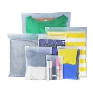 Custom Biodegradable Recyclable Screen Printed Matte Frosted Plastic Zipper Bags for Clothing Accessories T Shirts Packaging