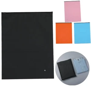 Custom Black Packaging Bag Printed Logo Plastic Zipper Bag Frosted Transparent Clothing Bags for Matte Garment