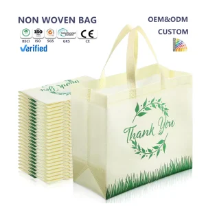 Custom Cartoon Pattern Eco Friendly Reusable Non Woven Shopping Bag with Handled Shoulder Strap Medium Size