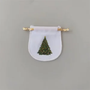 Custom Christmas Gift Packaging Small Cotton Lined Recyclable Flannel Jewelry Bag Embossed Design Biodegradable
