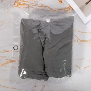 Custom Clear Underwear Socks Garment Button Dustproof Recycled PVC Plastic Transparent Packaging Bag with Button