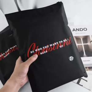 Custom Clothes Packaging Plastic Zip Lock Bag Matt Black Frosted Zipper Bag for Packing Clothes