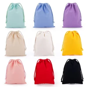 Custom Colorful Small Cotton Bag Eco friendly Reusable Gift Packaging Canvas Drawstring Bag
