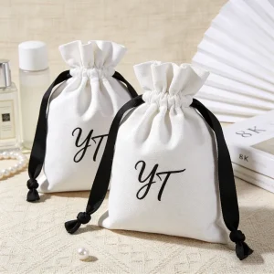 Custom Cotton Bags Reusable Cotton Canvas Packaging Bags Cotton Drawstring Jewelry Pouch Bag