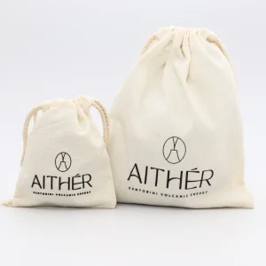 Custom Cotton Drawstring Gift Bag Small Beige Natural Reusable Grocery Packaging Dust Drawstring Cotton Bags with Logo