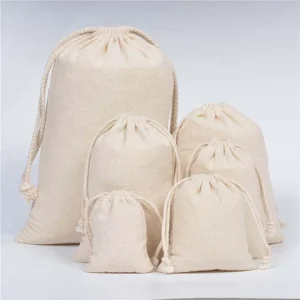 Custom Cotton Drawstring Pouch Bag Organic Cotton Gift Jewelry Packaging Bag Eco Friendly Storage Gift Bag