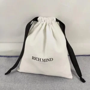 Custom Cotton Drawstring Pouch Bag Organic Cotton Gift Shoe Packaging Bag Eco Friendly Storage Gift Bag for Clothes Handbag