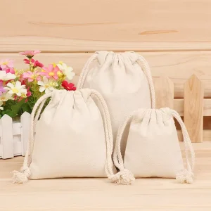 Custom Cotton Fabric Packing Pouch Small Drawstring Bag Cotton Muslin Organic Tea Bags for Shopping Cotton Dust Bags