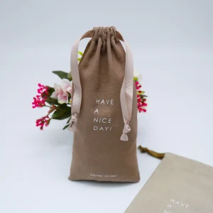 Custom Cotton Linen Recycled Drawstring Cotton Pouch Gift Packaging Bag