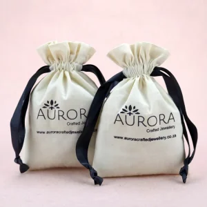 Custom Cotton Packaging Bag With logo Printed Organic Drawstring Cotton Dust Bag for Jewelry Gift Crystal Packaging Cotton Pouch