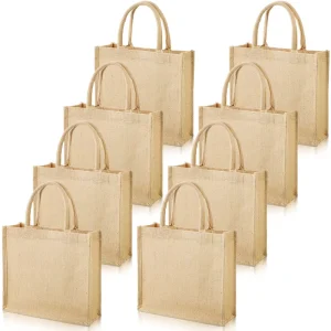 Custom Cute Logo Printed Burlap Eco Friendly Reusable Shopping Tote Jute Bag