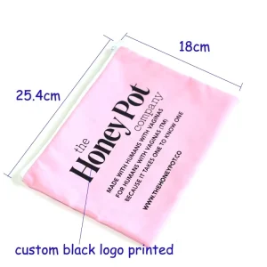 Custom Design Printed Medium Size Pink Cotton Linen Zipper Packaging Bag LN 30