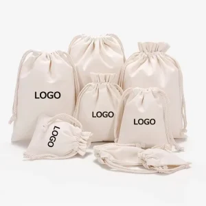 Custom Drawstring Bag Cotton Small Drawstring String Gift Bag with Drawstring Custom Logo Packaging Cotton