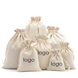 Custom Drawstring Bag Cotton Small Drawstring String Gift Bag with Drawstring Custom logo Packaging Cotton