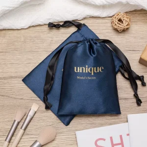 Custom Drawstring Satin Double String Handbag Low MOQ Shoe Dust Small Satin Bag Textile Packaging Flexography Design